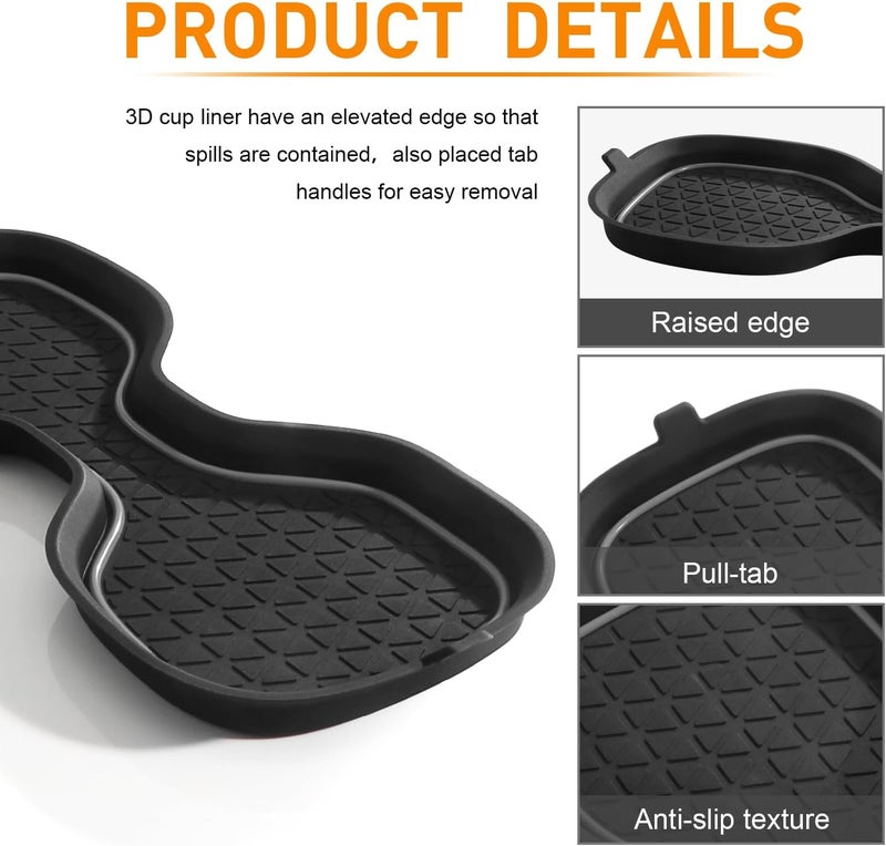 KENTUTO for Honda CRV Accessories 2023 2024 2025 2026 3D Cup Holder Center Console Liner Inserts Silicone Anti-dust Mat Pad Interior Decoration (2 Pcs, Gray Trim) - Image 3